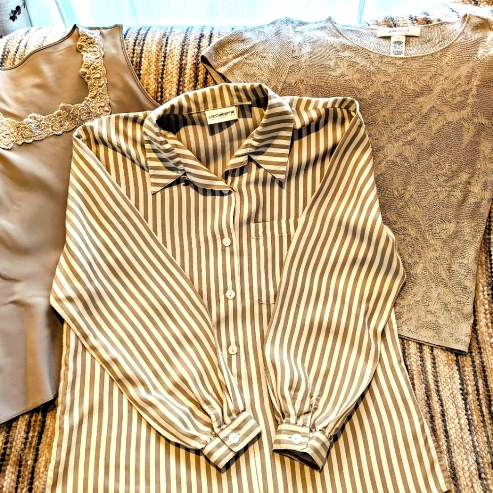 Bundle of Three Taupe Women's Tops, Size Medium/Small